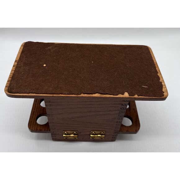 Vtg Decatur Finger Jointed Wooden Humidor Aztec Clay Moistener 6 Pipe Holder - Picture 11 of 11